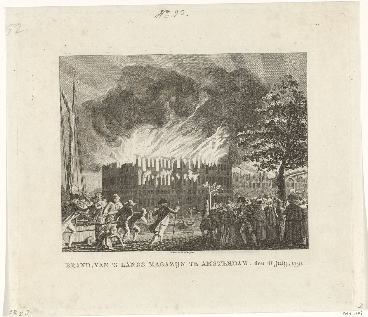 Fire in the National Maritime Warehouse in Amsterdam, July 6, 1791 by Willem Kok