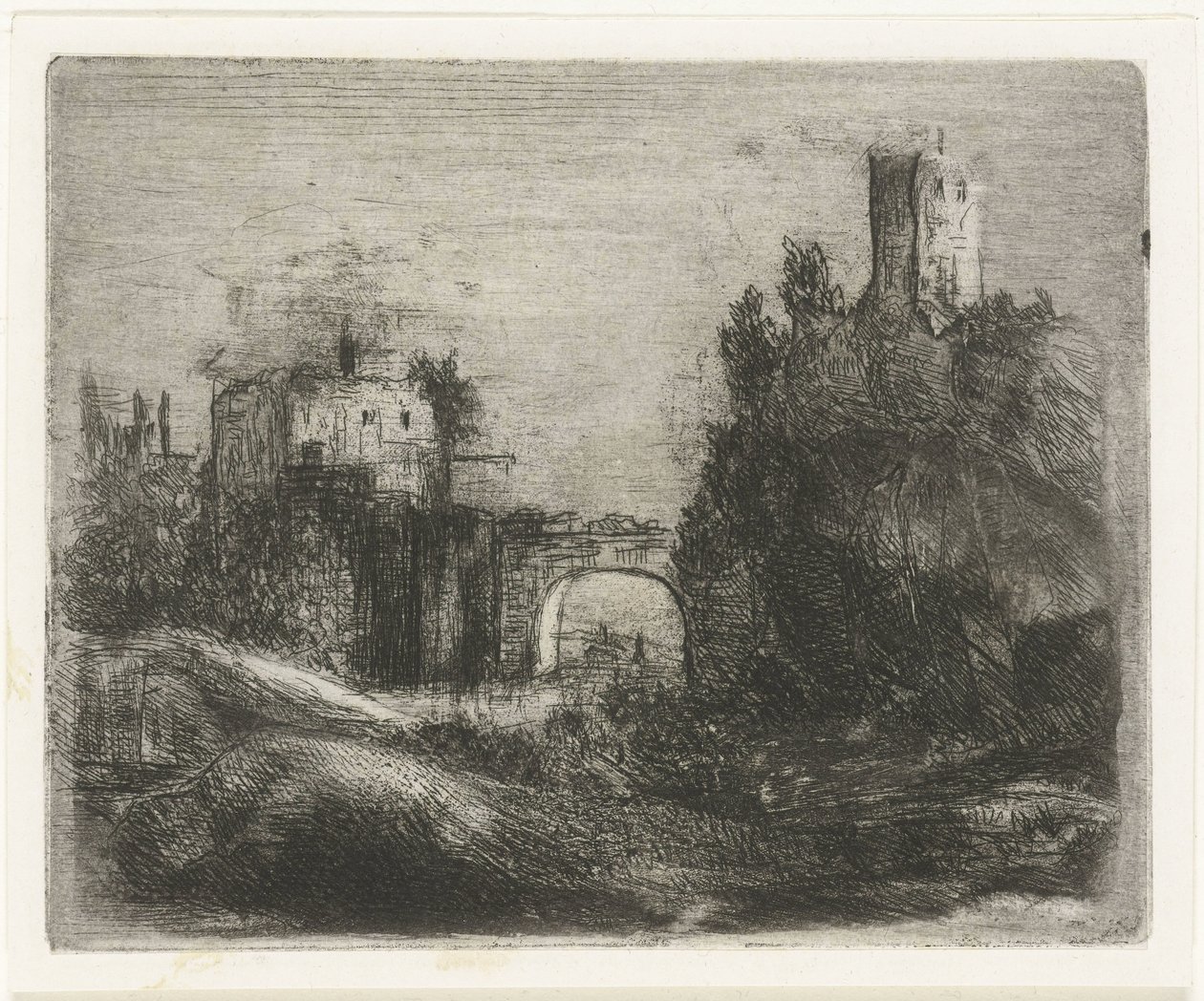Southern Landscape with Gate and Tower on Rock by Willem Matthias Jan van Dielen
