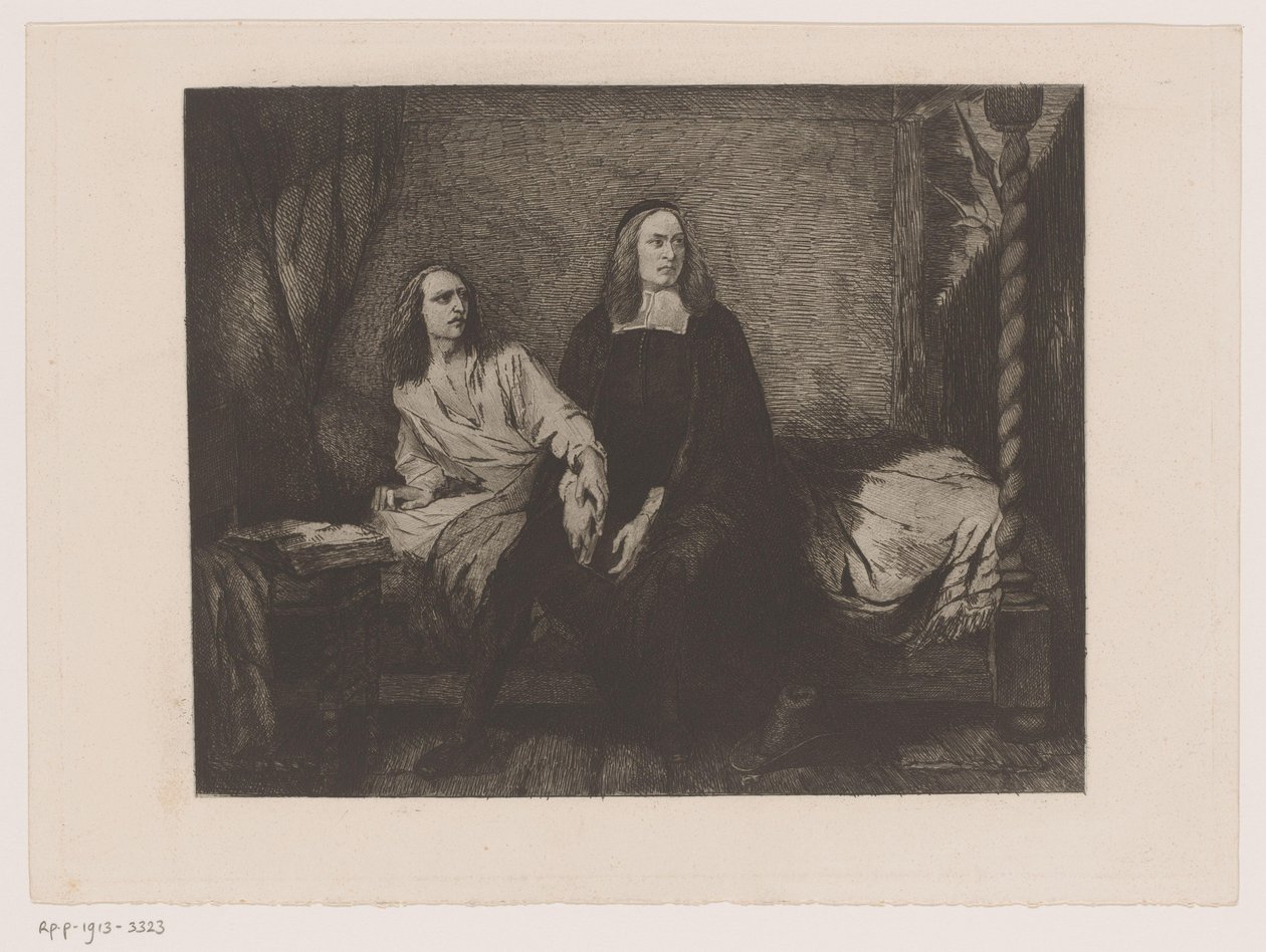 Brothers de Witt Sitting on a Bed in the Prison Gate by Willem Philip van der Veken (attributed to)