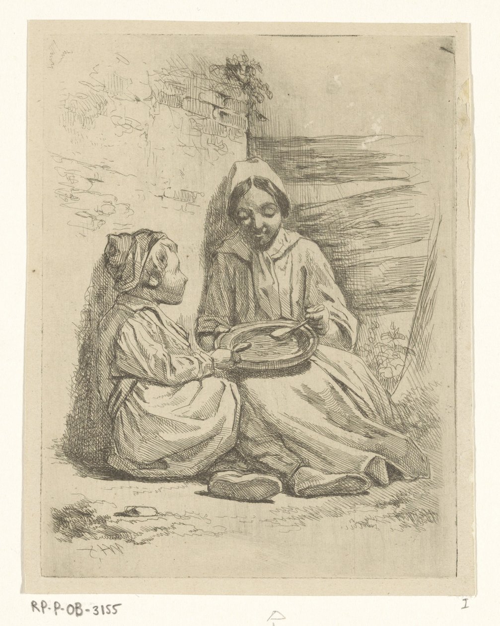 Girl and Boy Eating from a Bowl by Willem Pieter Hoevenaar