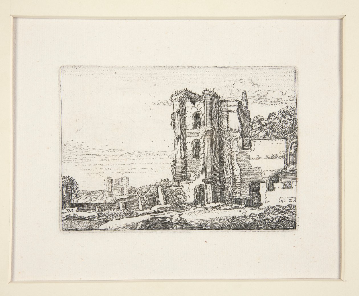 Ruined Tower Right of Centre, Plate 2 from The Set of the Landscapes by Willem Pietersz. Buytewech