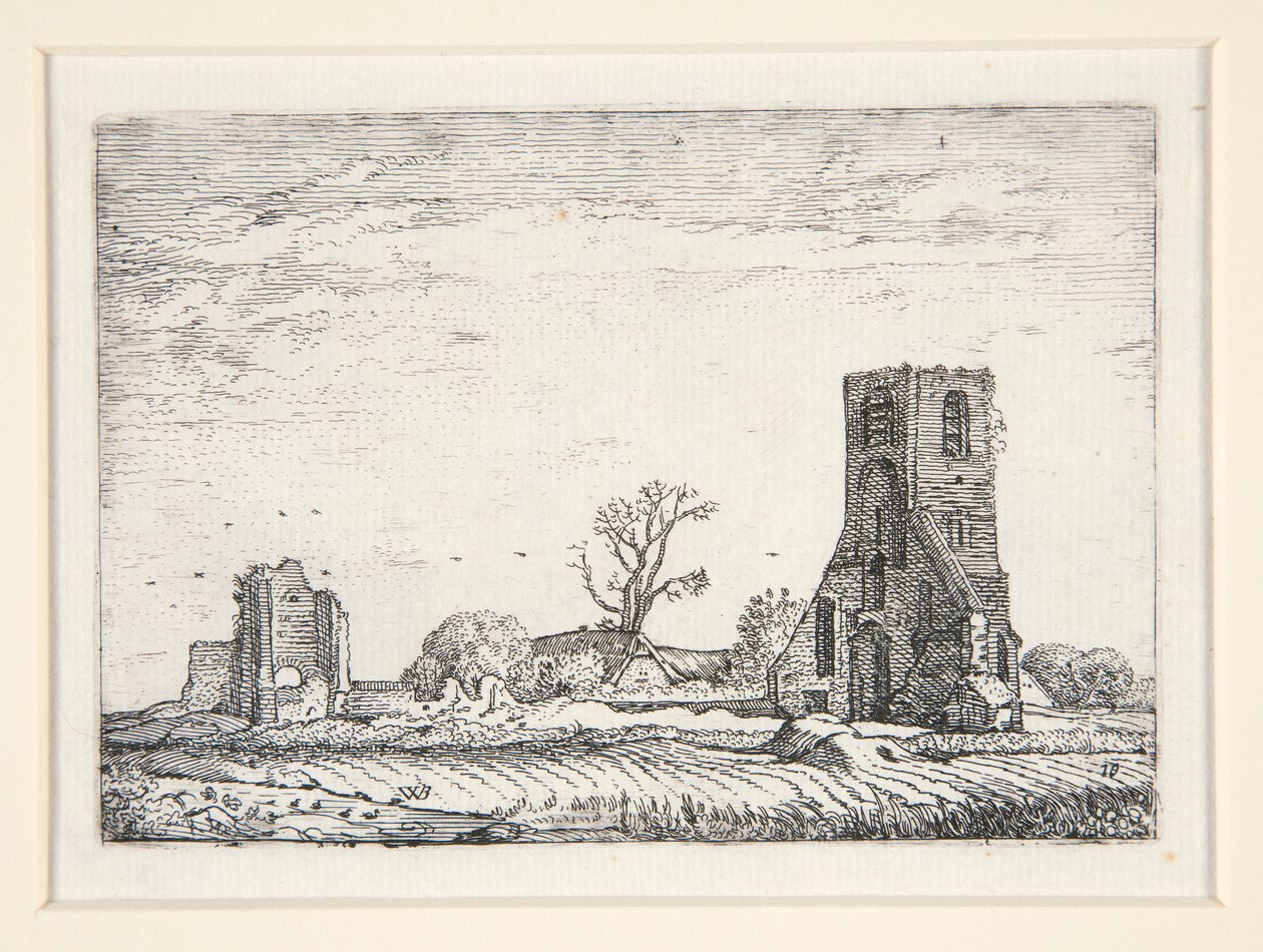 Ruins of a Church (Chapel of Eykenduynen near The Hague), Plate 10 from The Set of the Landscapes by Willem Pietersz. Buytewech