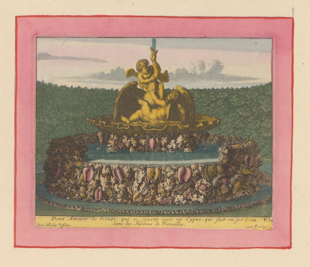 Fountain with Two Putti Playing with a Swan by Willem Swidde