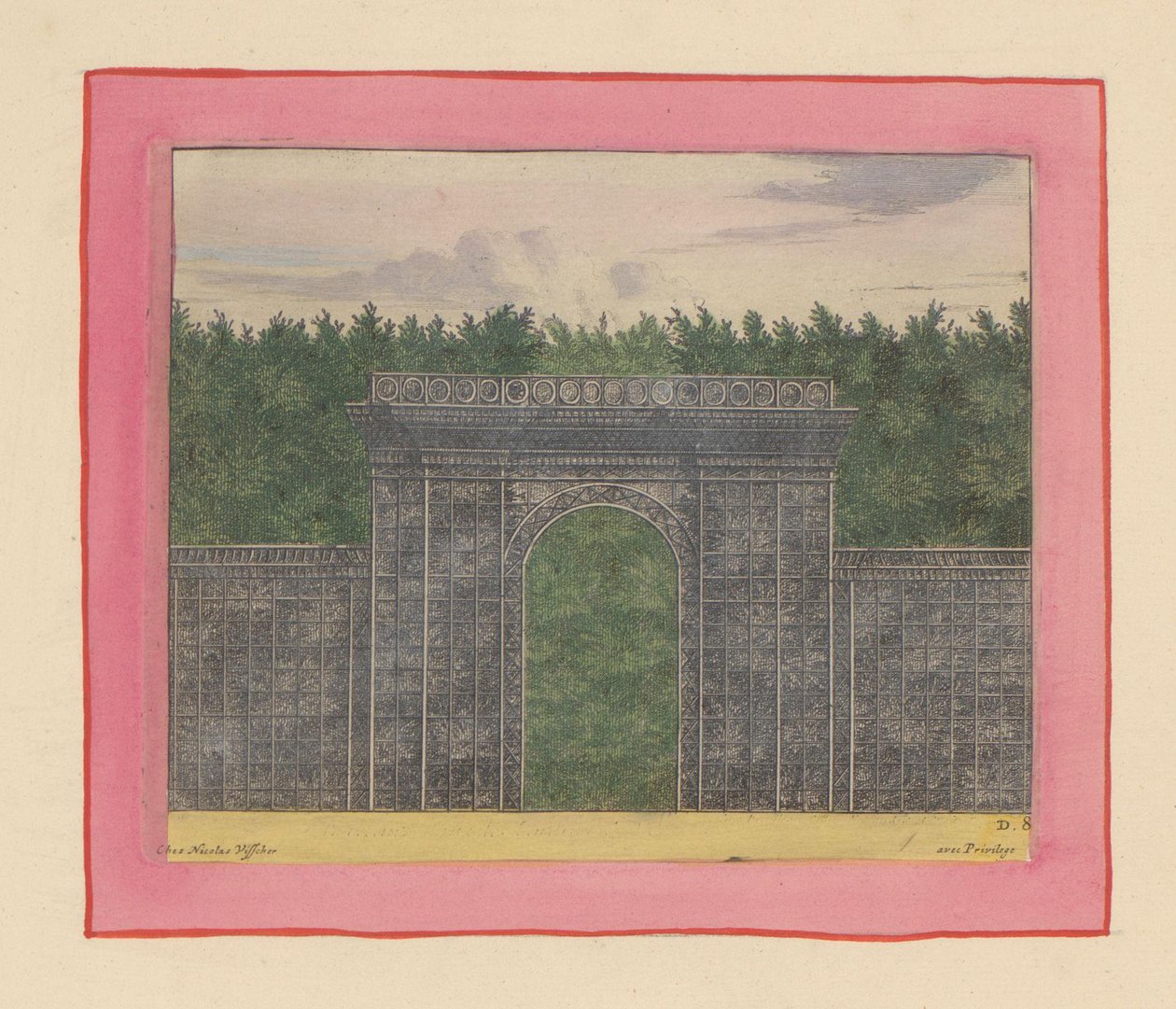 Rectangular Lattice Arbor with a Gate for a Hedge in the Gardens of Versailles by Willem Swidde
