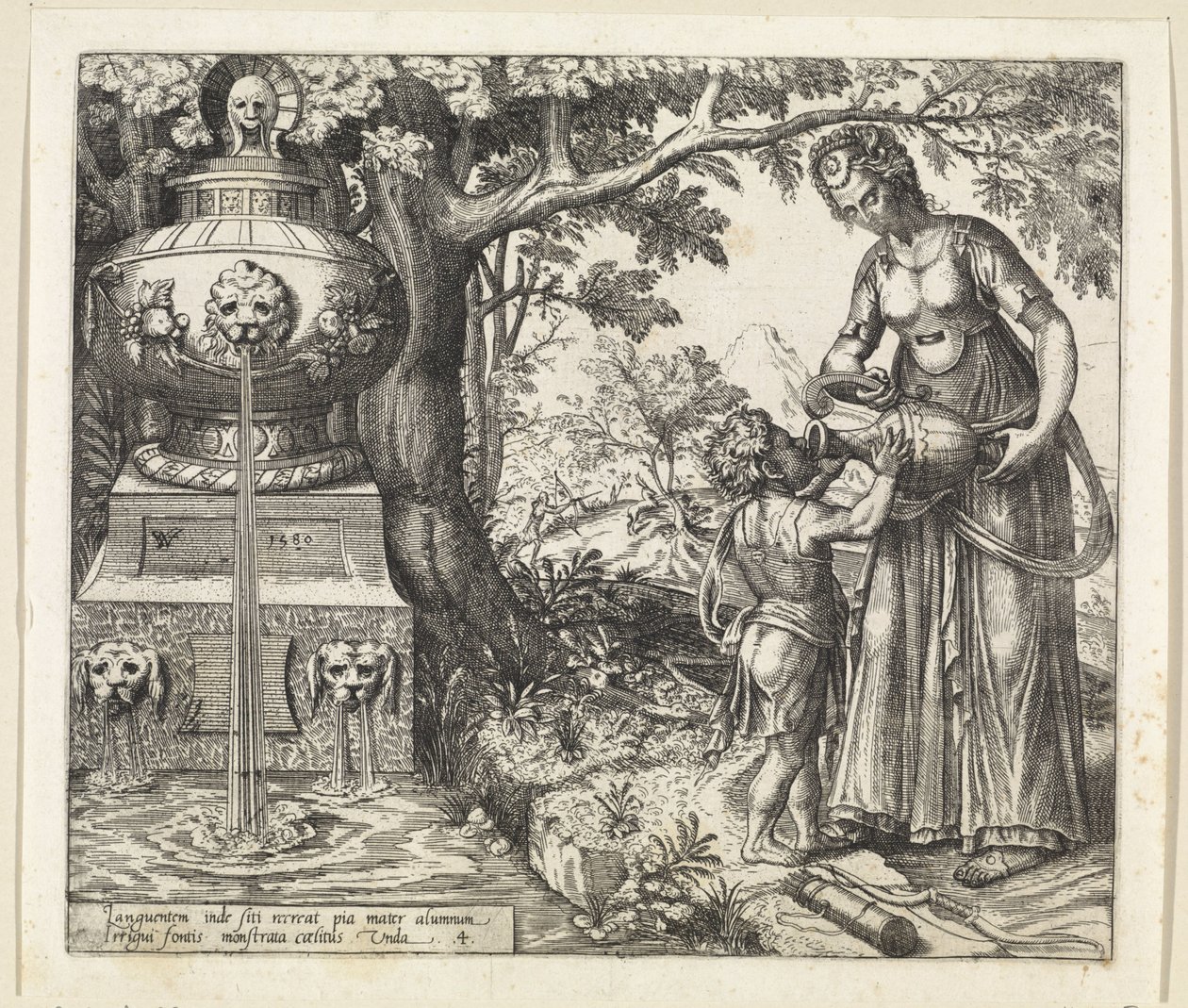 Hagar gives Ishmael a drink (History of Hagar and Ishmael) by Willem Thibaut
