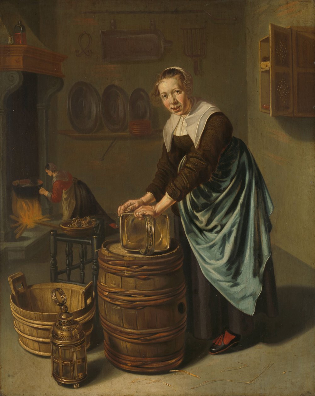 Woman Scouring a Vessel by Willem Van Odekercken