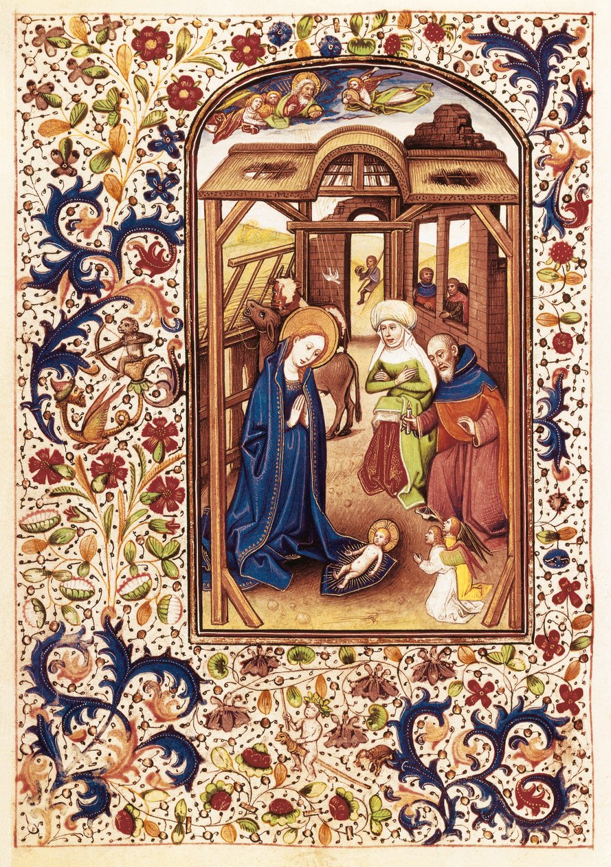 Scene of Nativity from the Book of Hours of Leonor de la Vega by Willem Vrelant