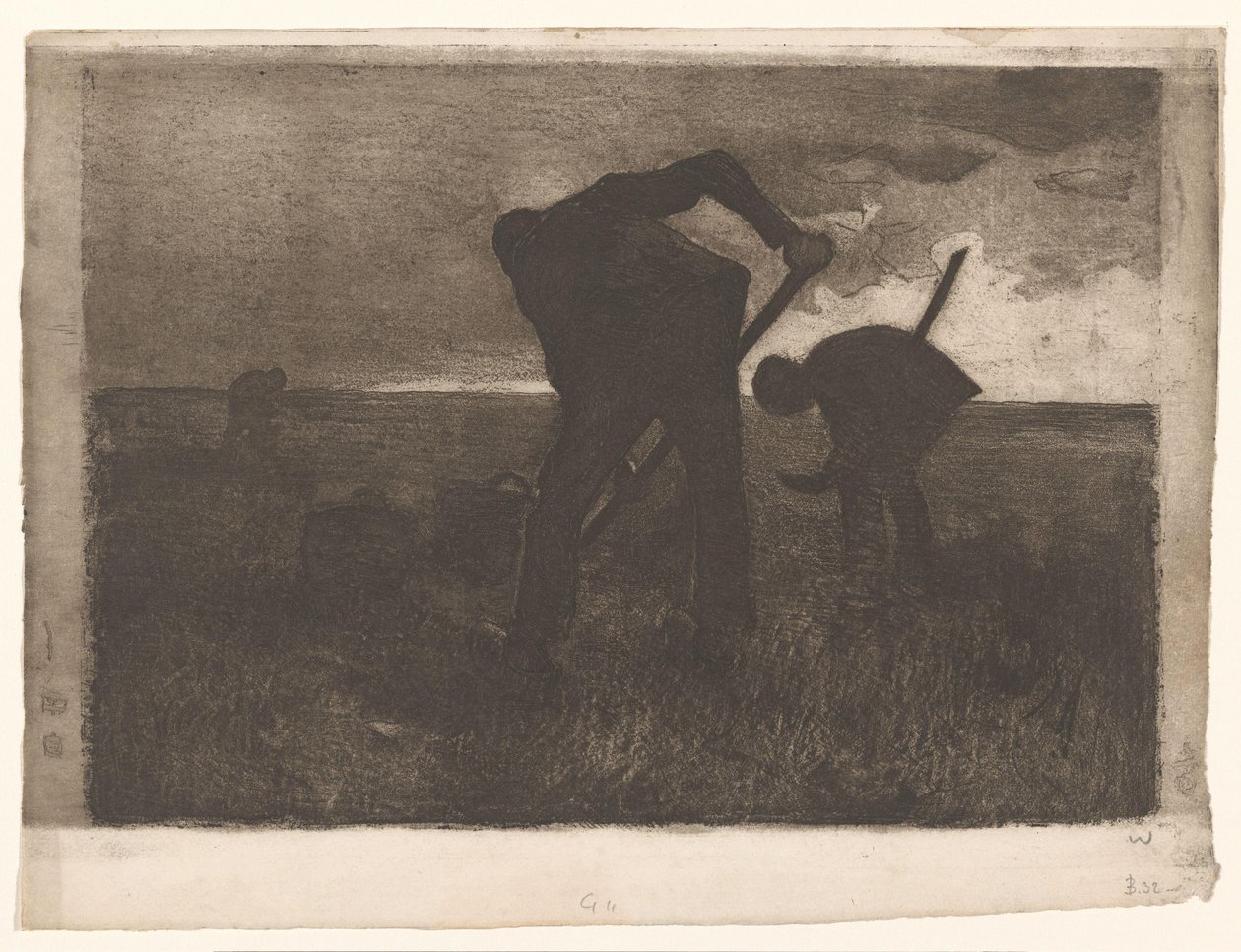 Three Potato Diggers by Willem Witsen (signed by artist)