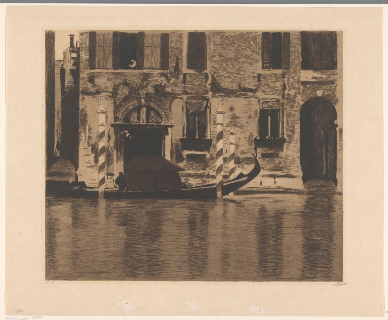Gondola with Structure in the Grand Canal in Venice by Willem Witsen (signed by artist)