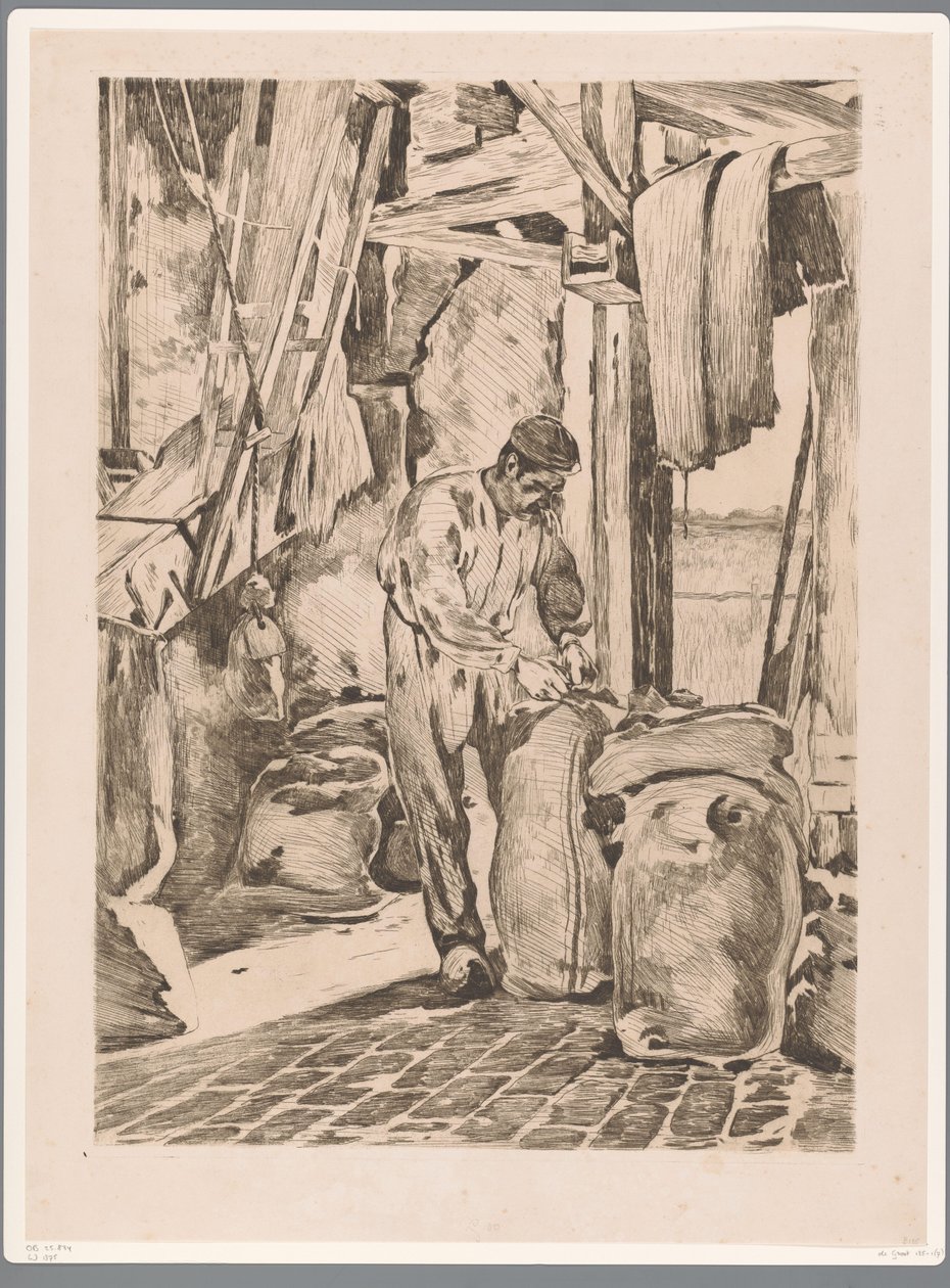 Miller in the Corn Mill of Wijk bij Duurstede Tying a Sack by Willem Arnoldus Witsen