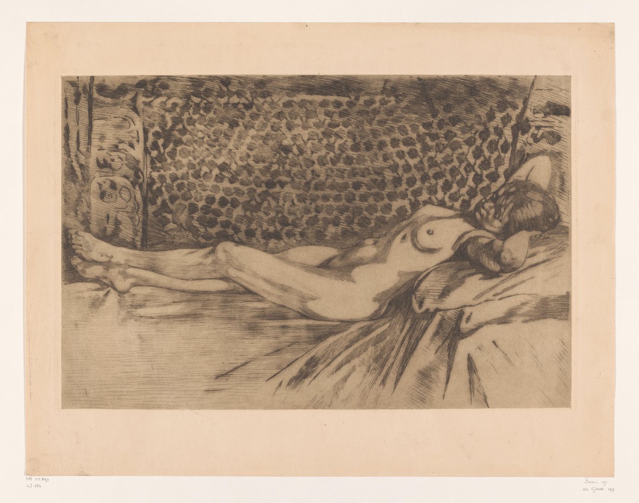 Nude Young Woman Lying on a Couch by Willem Arnoldus Witsen
