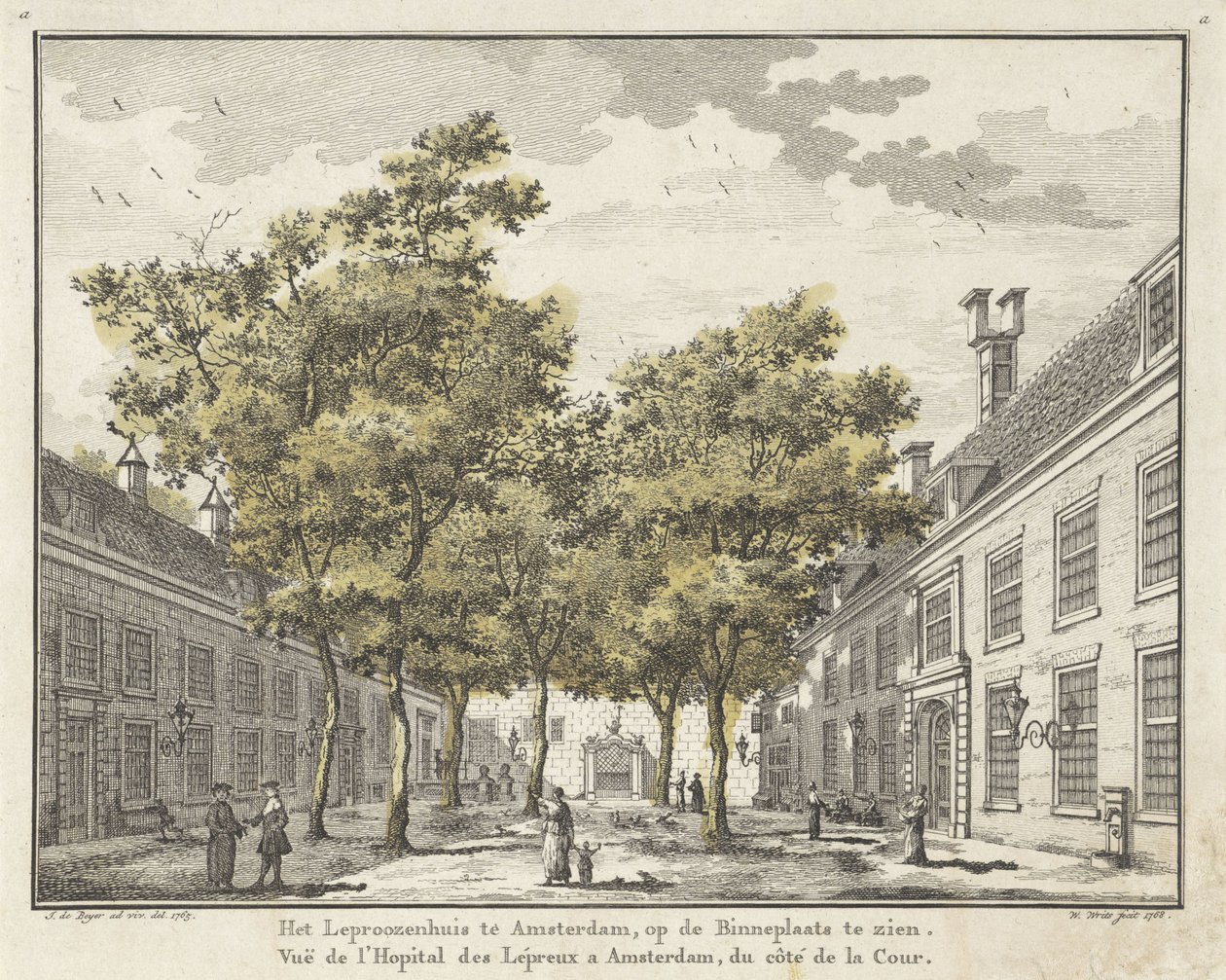 View of the Courtyard of the Leprosy House in Amsterdam by Willem Writs