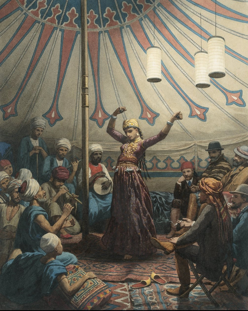 Egyptian Dancer in a Tent, with Musicians and Spectators by Willem de Famars Testas