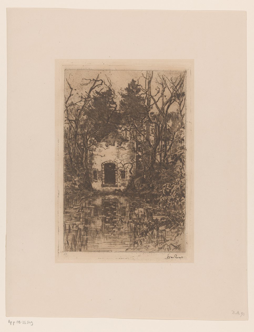 Ruins by a Pond Ruins by a Pond (Lage Vuursche) (original title) by Willem de Zwart (signed by artist)