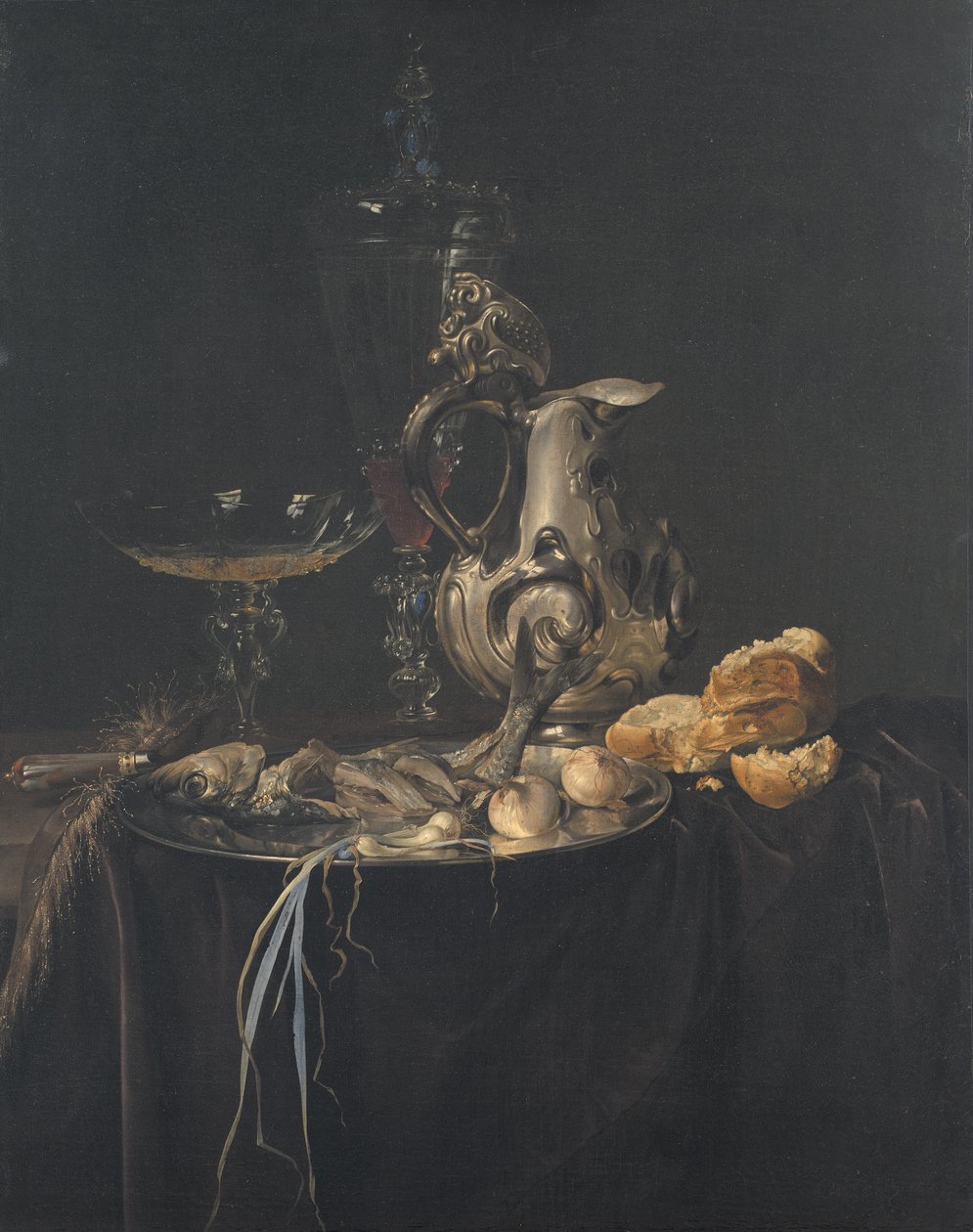 Still Life. Breakfast Piece with a Silver Jug by Willem van Aelst