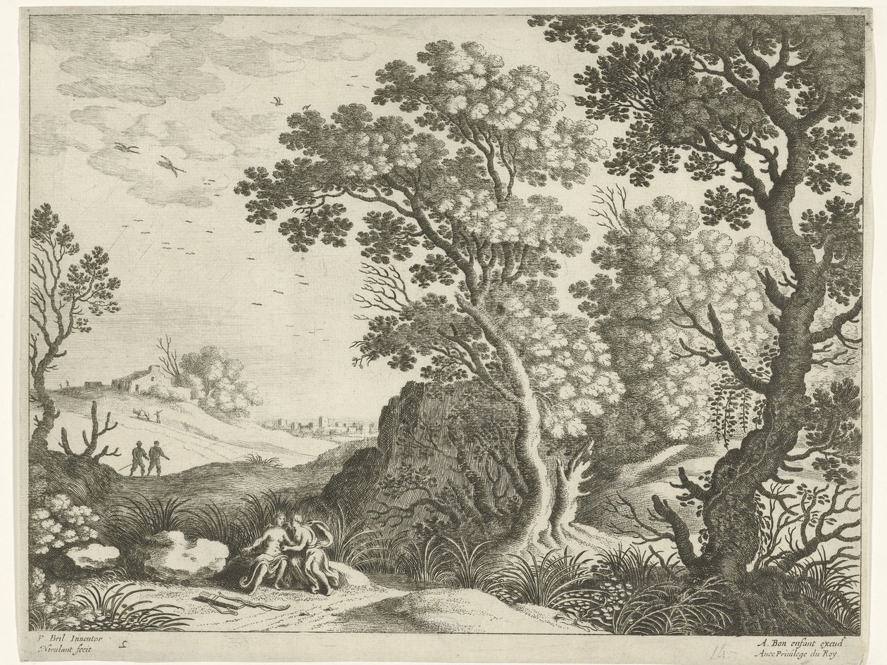 Landscape with Diana and a Nymph (Italian Landscapes) by Willem van Nieulandt (II)