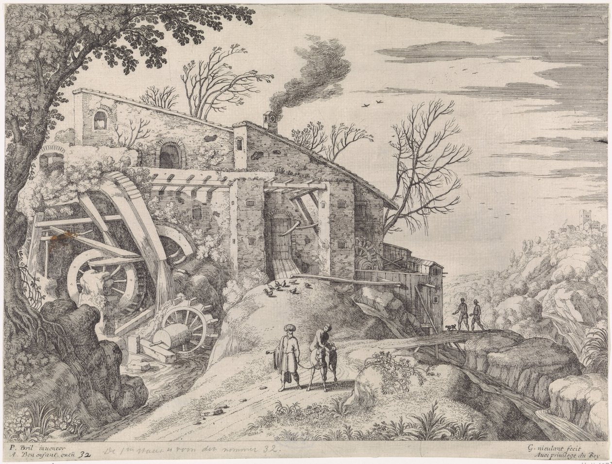 Landscape with a Watermill and the Good Samaritan (Italian Landscapes series) by Willem van Nieulandt (II)
