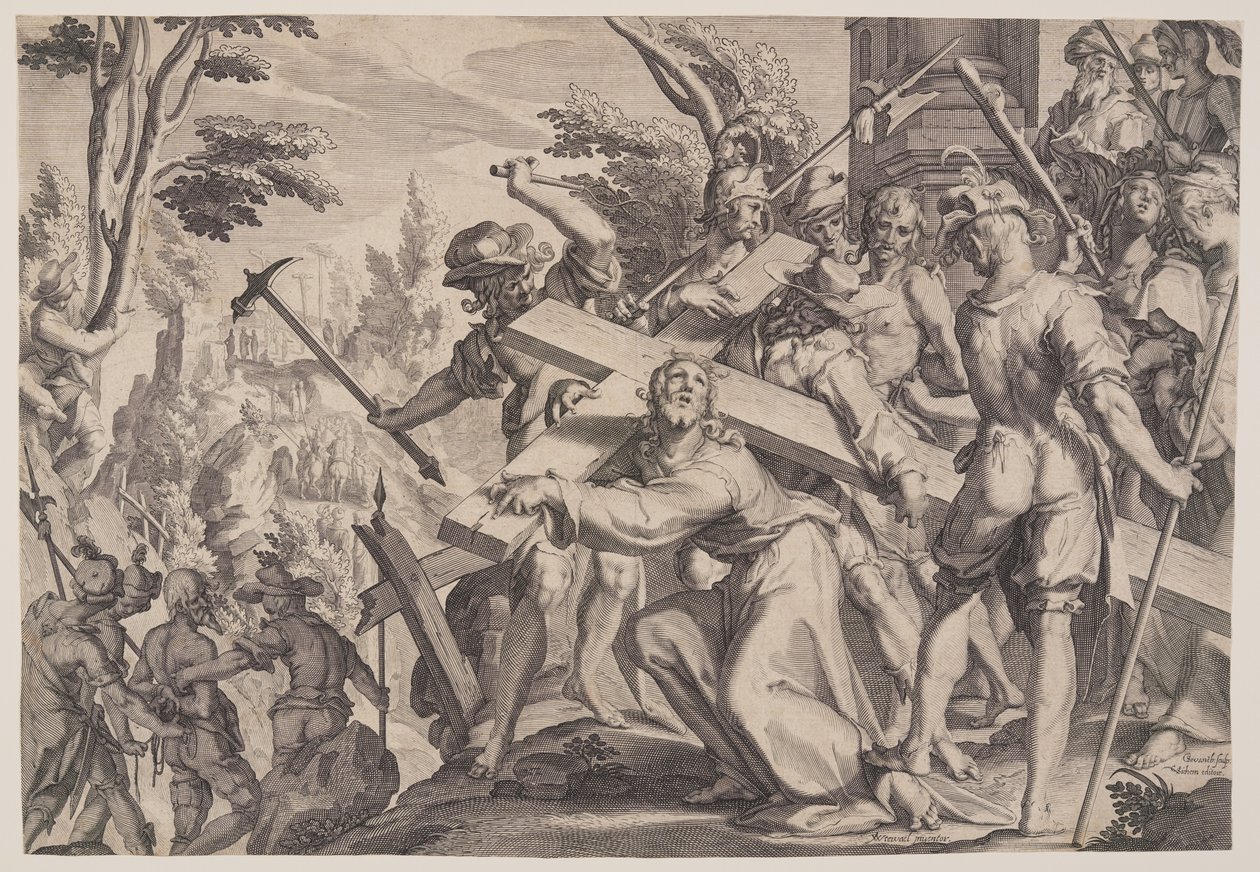 Christ Carrying the Cross, Plate 4 from Thrones of Justice by Willem van Swanenburgh