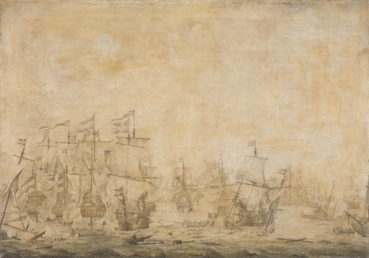 Battle between the Dutch and Swedish Fleets, in the Sound, 8 November 1658 by Willem van de Velde (I) (attributed to)