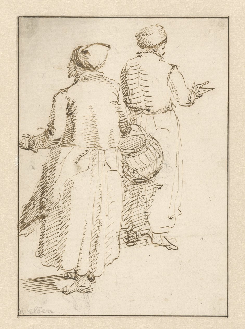 Man and Woman in Peasant Clothing, Seen from the Back by Willem van de Velde (I)