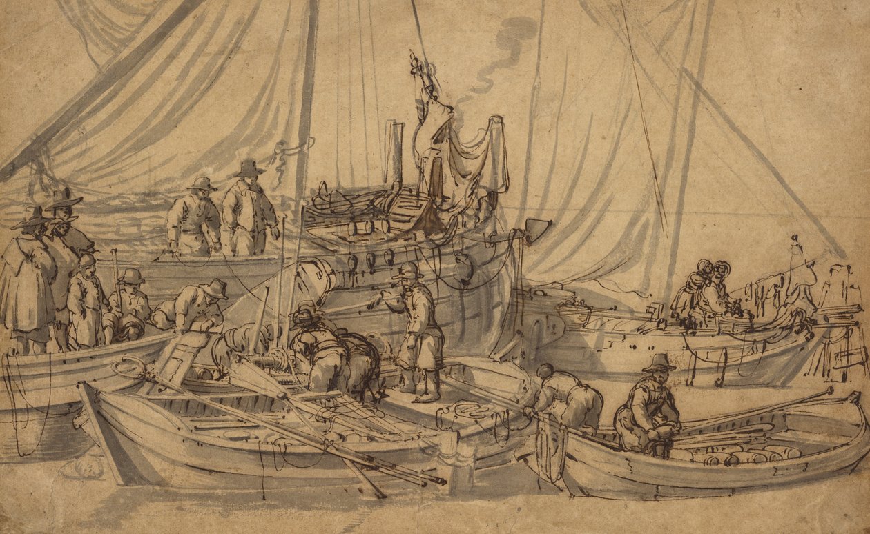 Figures on Board Small Merchant Vessels, c.1650-5 by Willem van de Velde