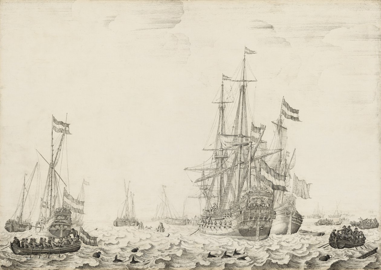 Dutch Ships near the Coast by Willem van de Velde I