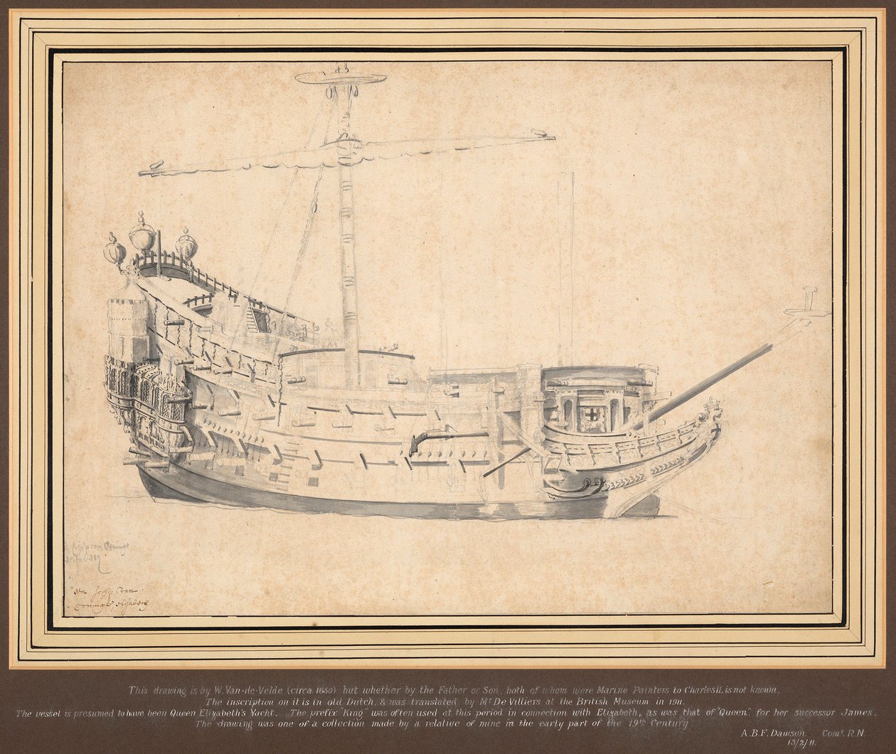 An English Ship (The Lion?) c.1648 by Willem van de Velde the Elder