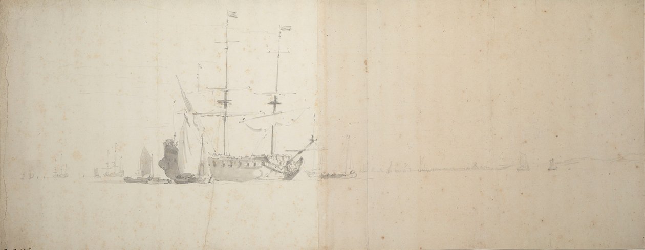 A Dutch ship at anchor off the land, c.1666 by Willem van de Velde the Younger