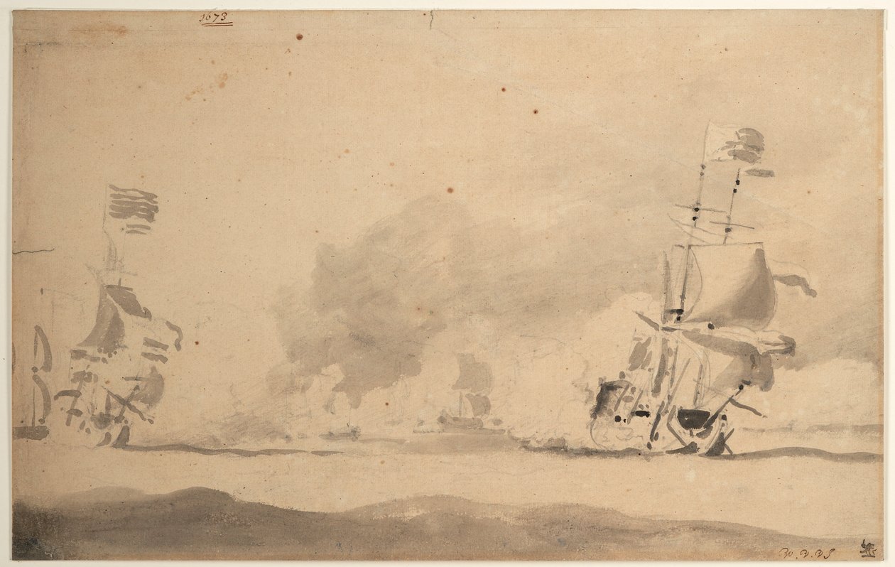 A Dutch ship in chase of an English ship by Willem van de Velde the Younger