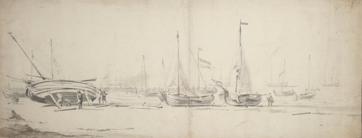 Pinks and Weyshuits Hauled Ashore by Willem van de Velde the Younger