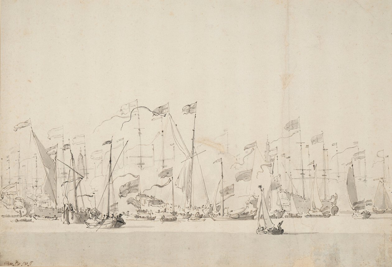River Pageant on the Y at Amsterdam in Honour of the Prince of Orange by Willem van de Velde the Younger