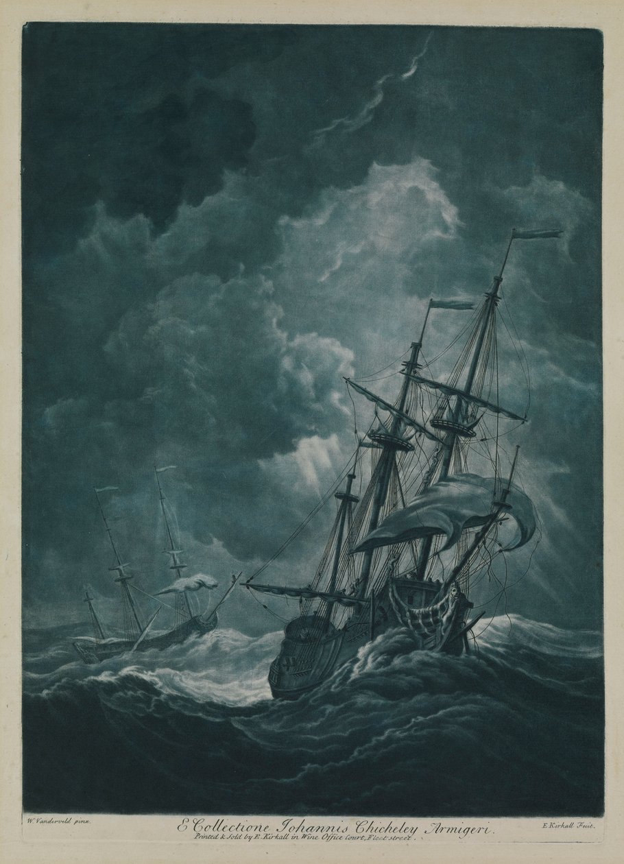 A Ship Scudding in a Gale by Willem van de the Elder Velde