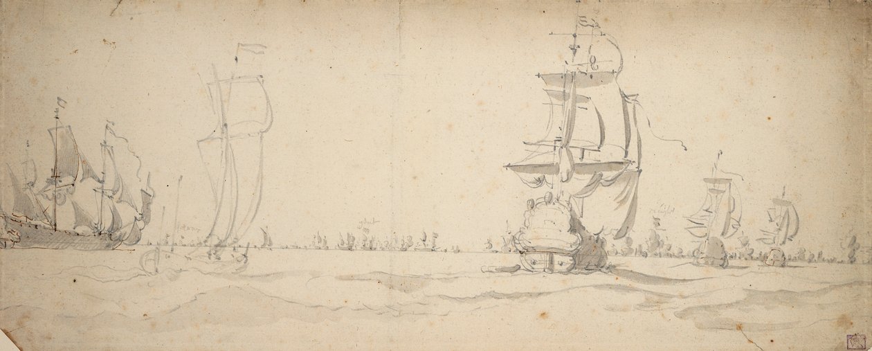 Dutch Ships Running Down Towards the Main Fleet, May? 1672, c.1672 by Willem van de the Elder Velde