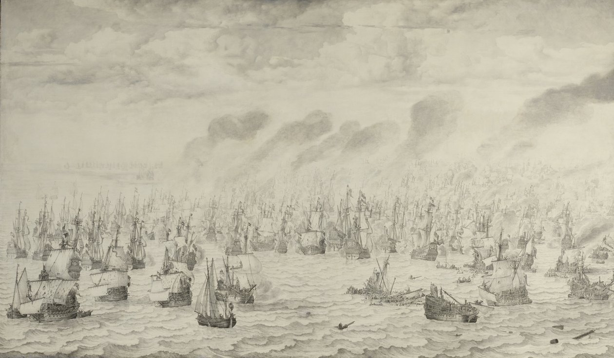 The Battle of Terheide by Willem van de the Elder Velde