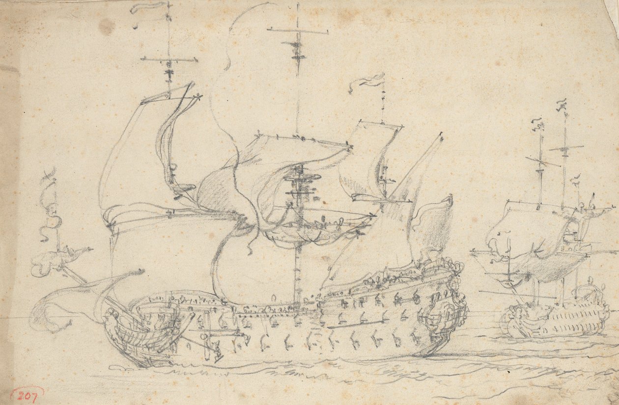 Two English third-rates getting under way, c.1675