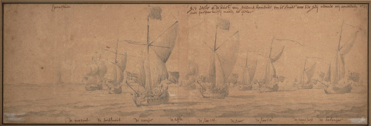 Yachts Arriving on the Coast of Holland on 9 December 1677 by Willem van de the Elder Velde