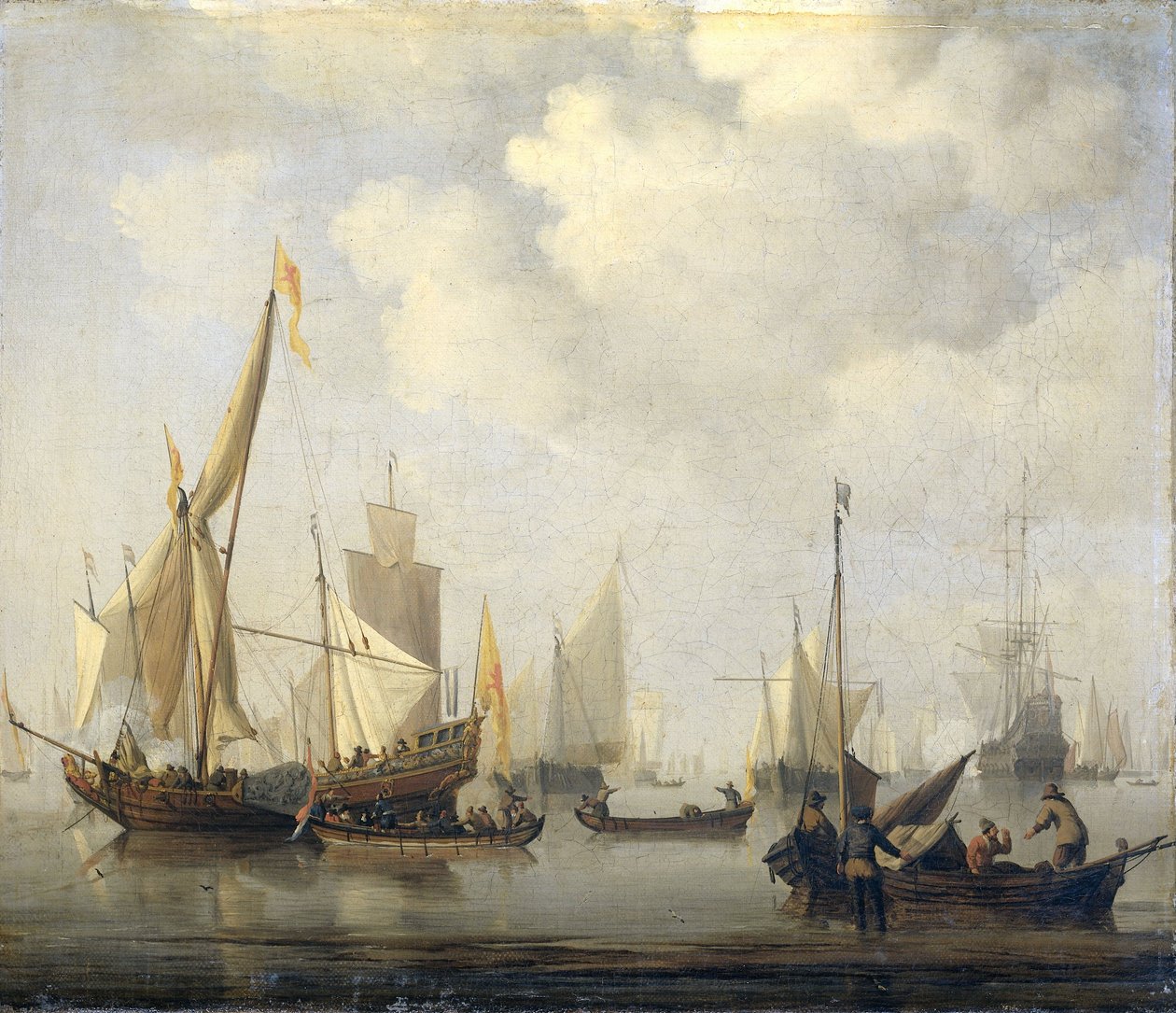 A Calm at Sea by Willem van de the Younger Velde