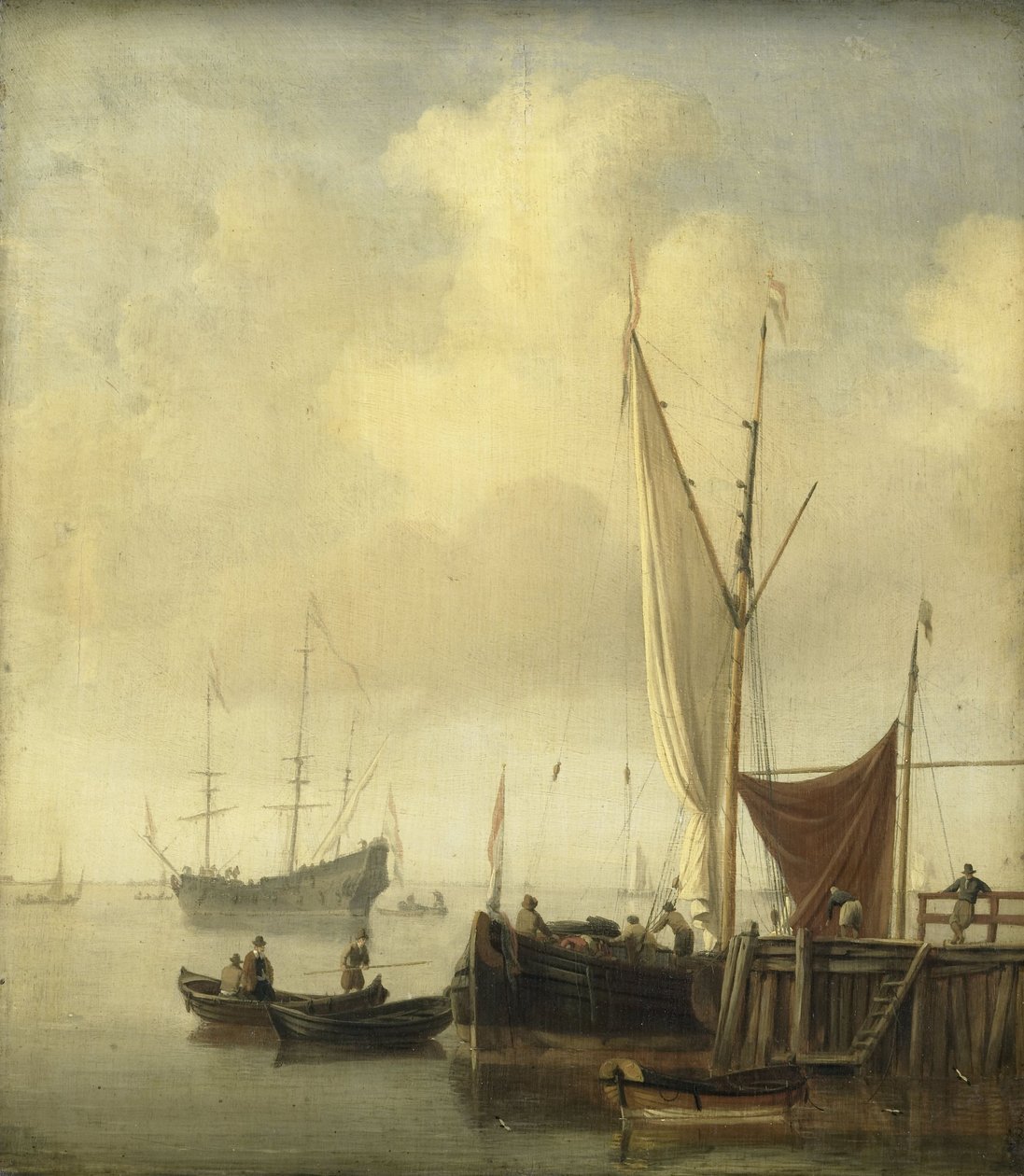 A Harbor by Willem van de the Younger Velde