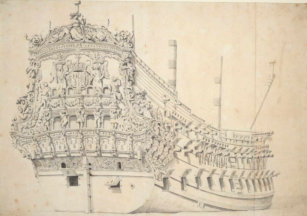 Portrait of a French Two-Decker. Built in Holland 1666-1667, c.1667 by Willem van de Velde the Younger