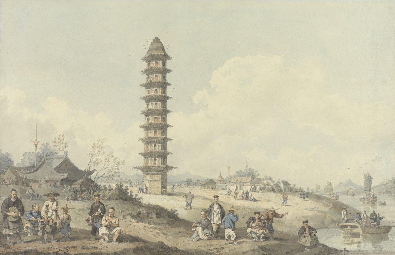 City of Lin Tsin, Shantung, with a view of the grand canal by William Alexander