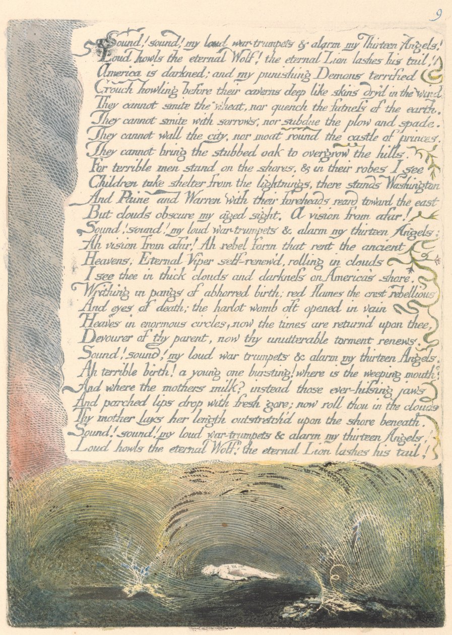 America. A Prophecy, Plate 11 by William Blake