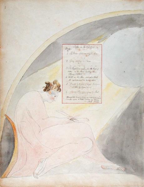 Contents page for Ode on the Spring, from The Poems of Thomas Gray, published in 1797-98 by William Blake