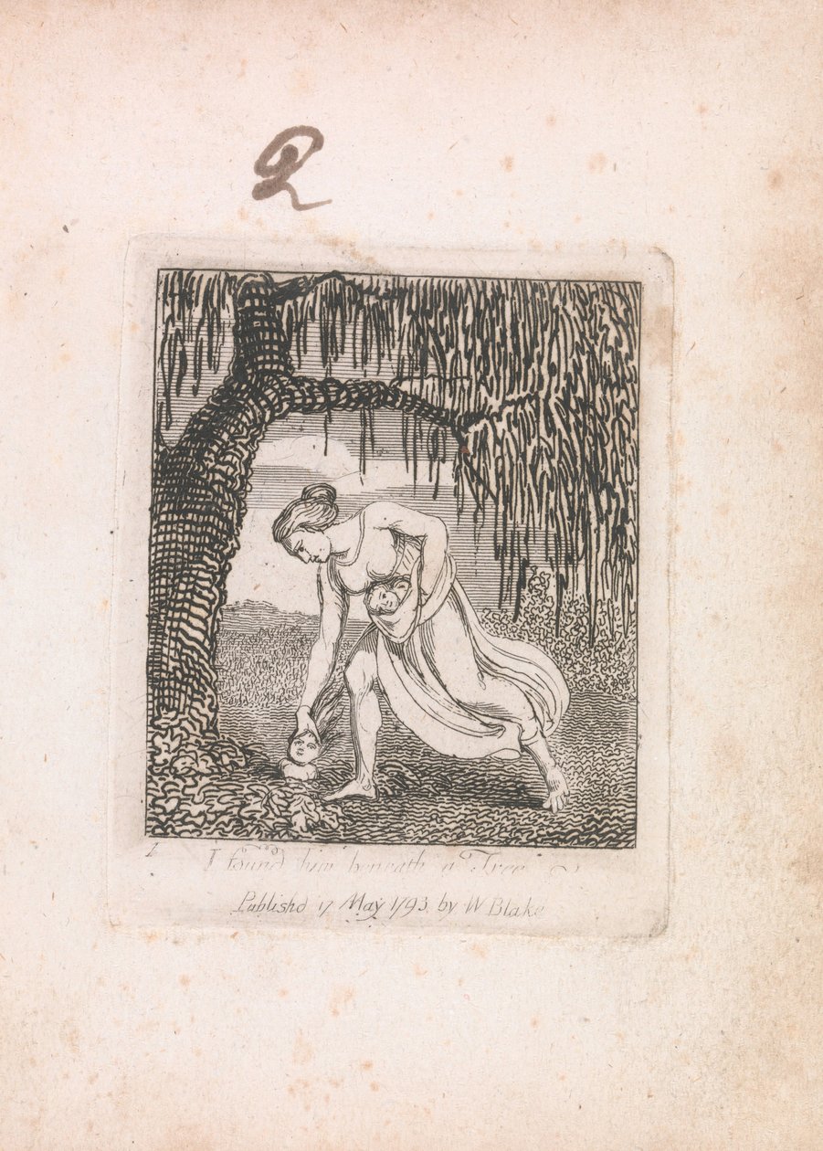 For Children. The Gates of Paradise, Plate 3, I found him beneath a Tree by William Blake