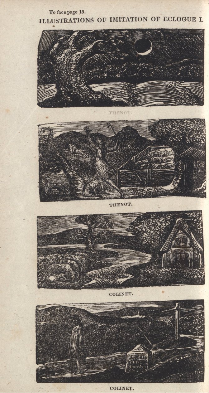 Illustrations of Imitation of Eclogue I, Page 15 by William Blake