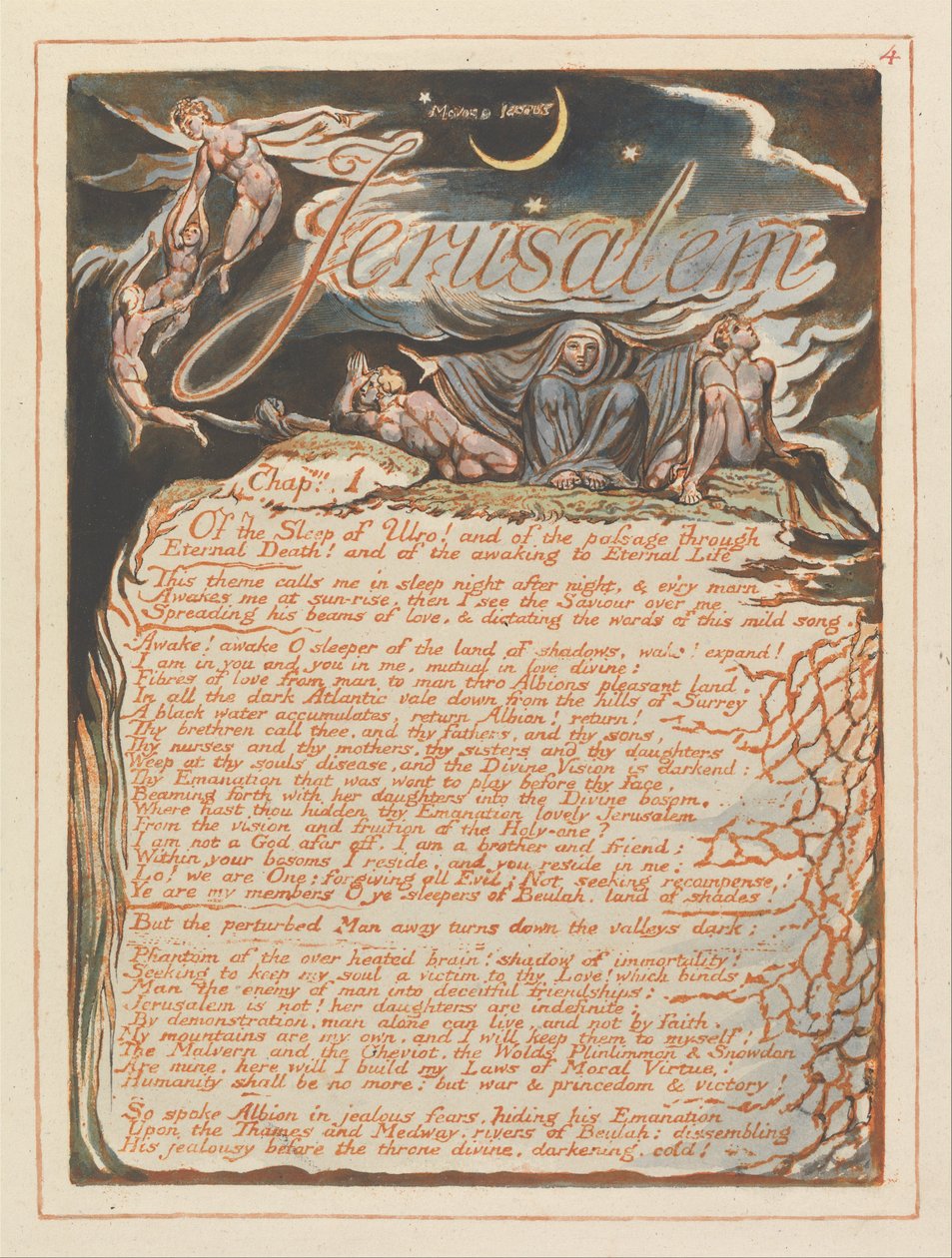 Jerusalem, Plate 4, Jerusalem, Chap. 1 by William Blake