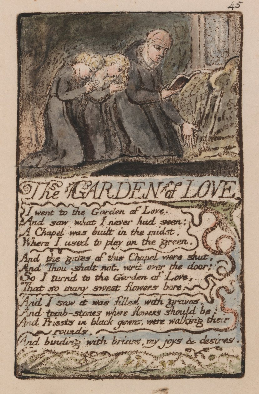 Songs of Innocence and of Experience, Plate 45, The Garden of Love (Bentley 44) by William Blake