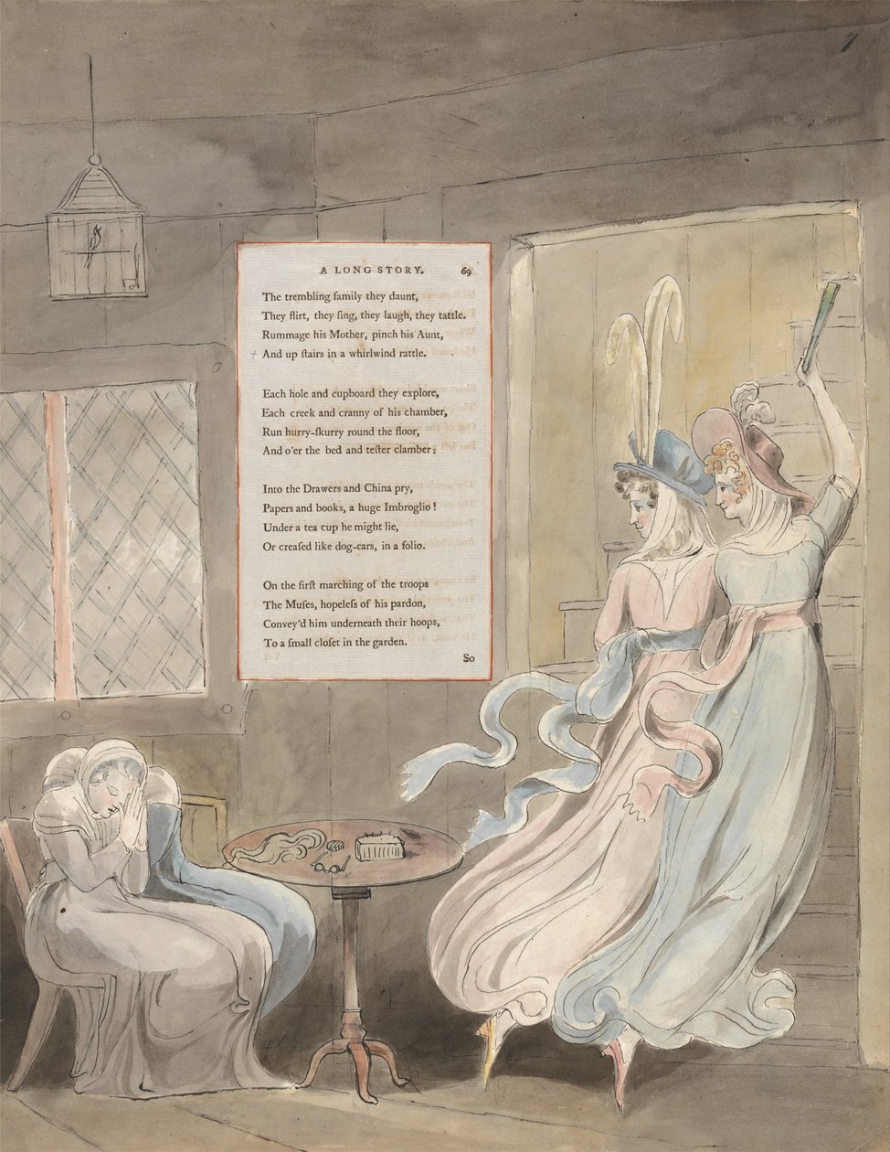 The Poems of Thomas Gray, Design 29, A Long Story by William Blake