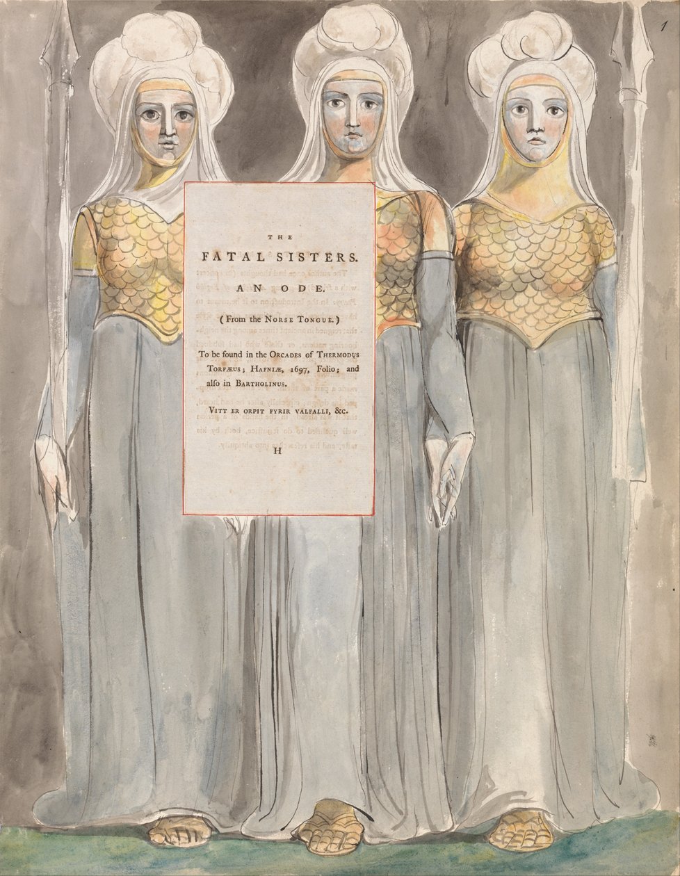 The Poems of Thomas Gray, Design 67, The Fatal Sisters by William Blake