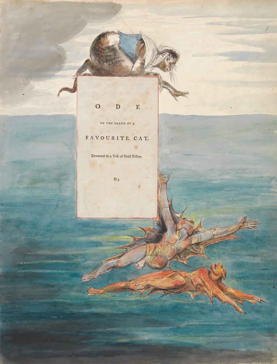 The Poems of Thomas Gray, Design 7, Ode on the Death of a Favourite Cat by William Blake