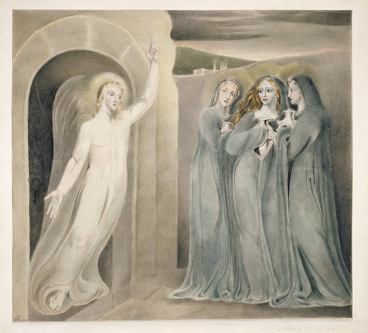 The Three Marys at the Sepulchre, c.1800 by William Blake
